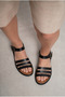 Giamgia black women's flat sole classic sandals with ankle adjustment - 2