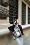 Amore Leaf Pattern Shawl - Black-Grey - 3