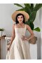 Women's Floral Embroidered Thick Strap Flared Long Dress - 6