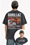 Unisex Gorillaz Plastic Beach Back-Printed Washable T-Shirt, Oversized Rock Band Themed Retro Tshirt