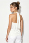 Women's White Degaje Collar Halter Neck Draped Accessory Belted Blouse 28001 60286214 - 5