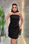 Lace Fabric Strapless Mini Dress - Black - 4