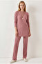 Women's Dusty Rose Knitted Top and Bottom Set Tkm-19000497 - 2