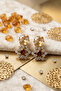 Crystal Stone Flower Earrings 3.5 Cm. - 3