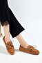 G-03 Tan Suede Beaded String Casual Women's Ballerinas