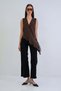 Bitter Brown Lace Detailed V-Neck Buttoned Woven Vest Alc-X15387 - 4