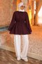 Plum-Colored Pleated Front Shirt with Waist Tie - 2