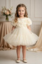 Baby Girl Birthday Party Wedding Dress Short Sleeve Rose Bow Tulle Tutu Lined - 4