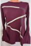 Er Clothing Summer Combed Cotton Blouse Long-Sleeve O-Neck Claretred - 2