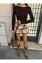 Women's Belted Plaid Skirt with Shorts - 5