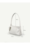 Wrinkled Textured White Shk218 Faux Leather, Snap Fasteners, Glasses Case with Charm, Single Compartment, Hand, Arm and Shoulder Bag - 7
