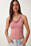 Degaje Yaka Sandy Knitted Blouse Lrn0033 Dried Rose - 2