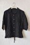 Black Shirt Collar 3/4 Sleeve Buttoned Pocket Hole Embroidered Casual Cotton Woven Shirt 63 60 - 2
