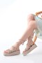 Zri̇n-1010 Premium Beige Ankle Strap Women's Sandals - 4