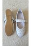 Women's White Studded Mary Jane Ballerina Buckle Flat Sole Shoes - 4