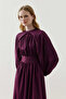 Loose Fit Smocked Dress in Plum - 2