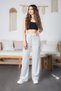 Women's High Waist Polka Dot Patterned Viscose Fabric Loose Cut Trousers - 4