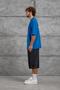 Men's T-Shirt Fashion Print Blue Oversize Printed Crew Neck Cotton - 5
