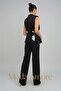 Double Breasted Vest Crepe Suit - Premier Series - Black / White / Latte 36051 - 2