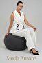 Double Breasted Vest Crepe Suit - Premier Series - Black / White / Latte 36051 - 6