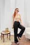 Women's Black High Waist Elastic Waist Wide Leg Comfortable Cut Summer Sofia Linen Palazzo Trousers - 4