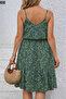 Women's Rope Strap V-Neck Buttoned Mini Patterned Summer Dress - 3
