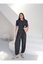 Anthracite Padded Waist Belted Top and Bottom Set with Elastic Cuffs - 3