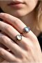 Copper Pure Blue, White Set Adjustable Ring Reflective Trend Fashion Rings