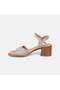 Women's Mink Buckle Thick Heeled Leather Sandals - 3