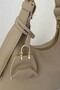 Women's Beige Baguette Shoulder Bag with Accessory Detail, Daily Stylish Handbag - 2