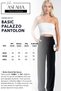 Women's High Waist Draped Palazzo Pants with Button and Pleated Detail - 4