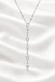 316L Steel Silver Color Dangle Star Figured Y Design Zircon Stone Non-Tarnish Anti-Allergic Women's Necklace - 4