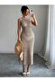 100% Cotton Openwork Backless Crew Neck Long Pareo-Beach Dress with Slit Detail - 5