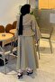 Belt Detailed Blouse-Skirt Set in Oil Green - 4