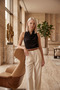 Blouse Black Collar Buttoned Sleeveless Sandy Fabric Tank Top |   Women's Daily Casual - 6