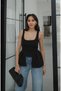 Stretch Fabric Detail, Fitted at the Waist, Square Neckline, Short Thin Straps, Stylish Equivalent, Pinterest Body Blouse - 4