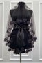 Black Bridal Veil Set, Glass Beads and Pearl Decorations, Henna Night Veil Face Cover Set 6 Pieces - 4