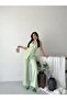 Women's Gold Buttoned Belted Vest Fabric Trousers Set - 4