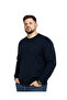 Men's Large Size Navy Blue Two-Thread Crew Neck Sweatshirt 3Xl-4Xl-5Xl-6Xl-7Xl-8Xl - 2
