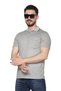 Beige Men's Dad and Middle-Aged Combed Cotton T-Shirt with Collar and Pocket, Jacquard Fabric, Classic Cut - 2