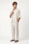 Lyocell blend striped zippered linen shirt - cream - 5