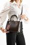 Jesse Vertical Form Hand and Shoulder Bag with Gold Buckle Detail, Brown - 3
