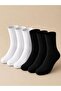 Economical Pack of 8 Black and White Cotton Unisex Tennis Socks Set - 4