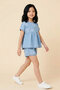 Girl's Shorts and Blouse Jean Bottom-Top Set 3-10 Years 12656oz - 4