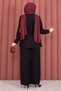 Double Hijab Set with Shoulder Shawl and Waist Tie in Black - 4