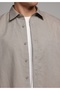 Regular Fit Shirt Neck Plain Men's Brown Long Sleeve Shirt - 4