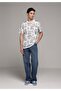 Regular Fit Round Neck Printed Men's White Short Sleeve T-Shirt - 3