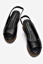 Women's Low Wedge Heeled Sandals; Black - 4