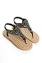Wicker Flip-Flop Women's Sandals with Black Stone Detail - 4