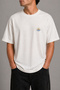 Sunset Embroidered Oversize T-Shirt White Unisex 30/1 Regular Fabric Short Sleeve - 6